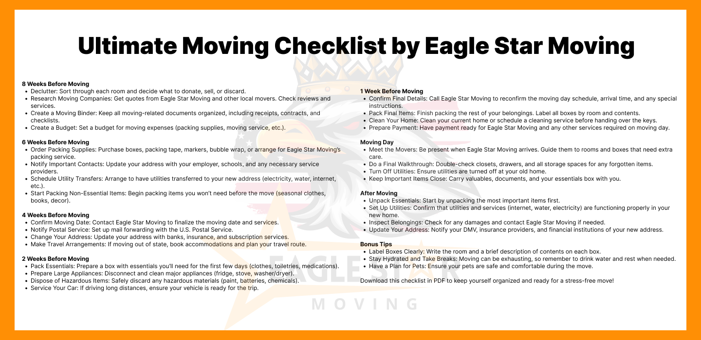 Ultimate Moving Checklist by Eagle Star Moving 