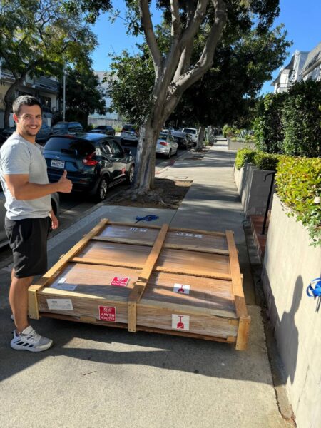 Team loading boxes into a truck in Los Angeles