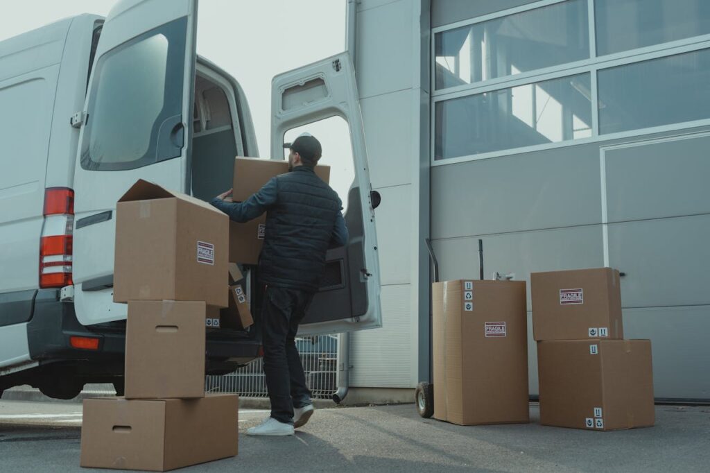 movers packing up bulky items