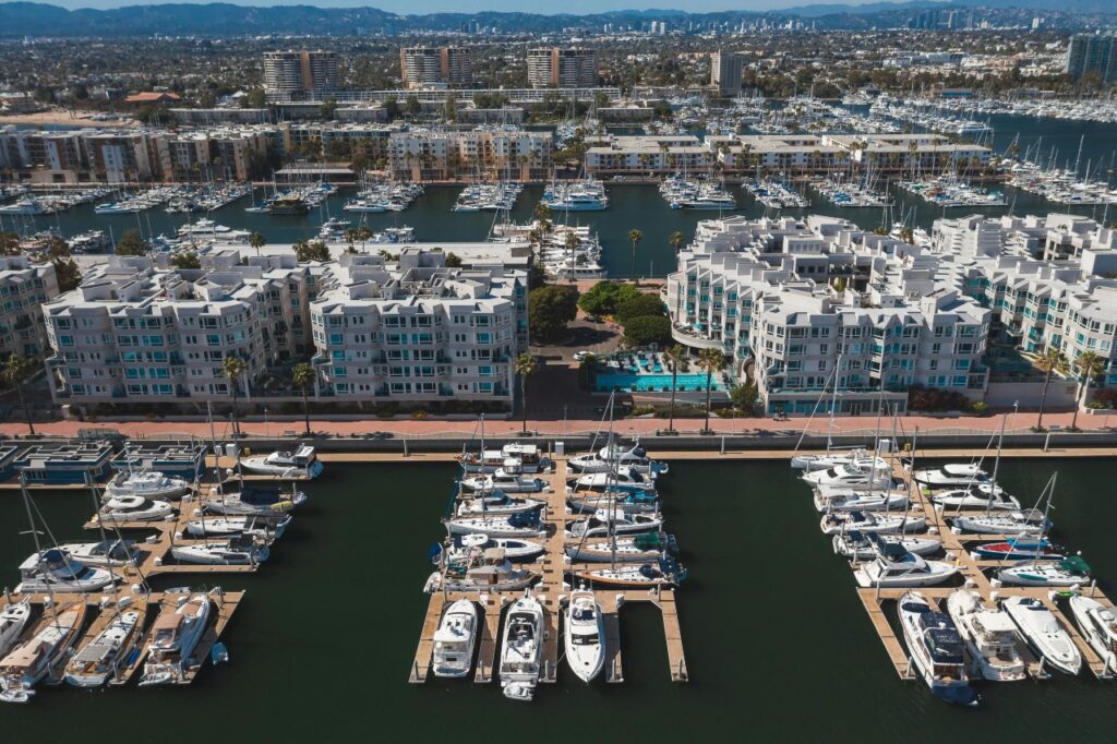 An Aerial Shot of the Esprit Marina Del Rey in California