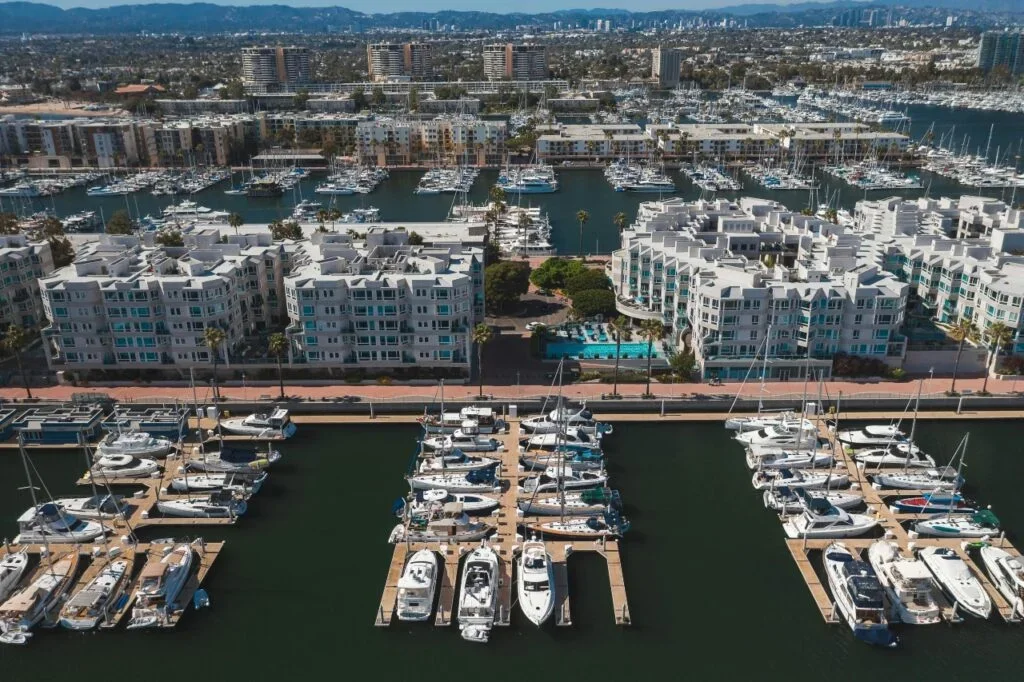 An Aerial Shot of the Esprit Marina Del Rey in California